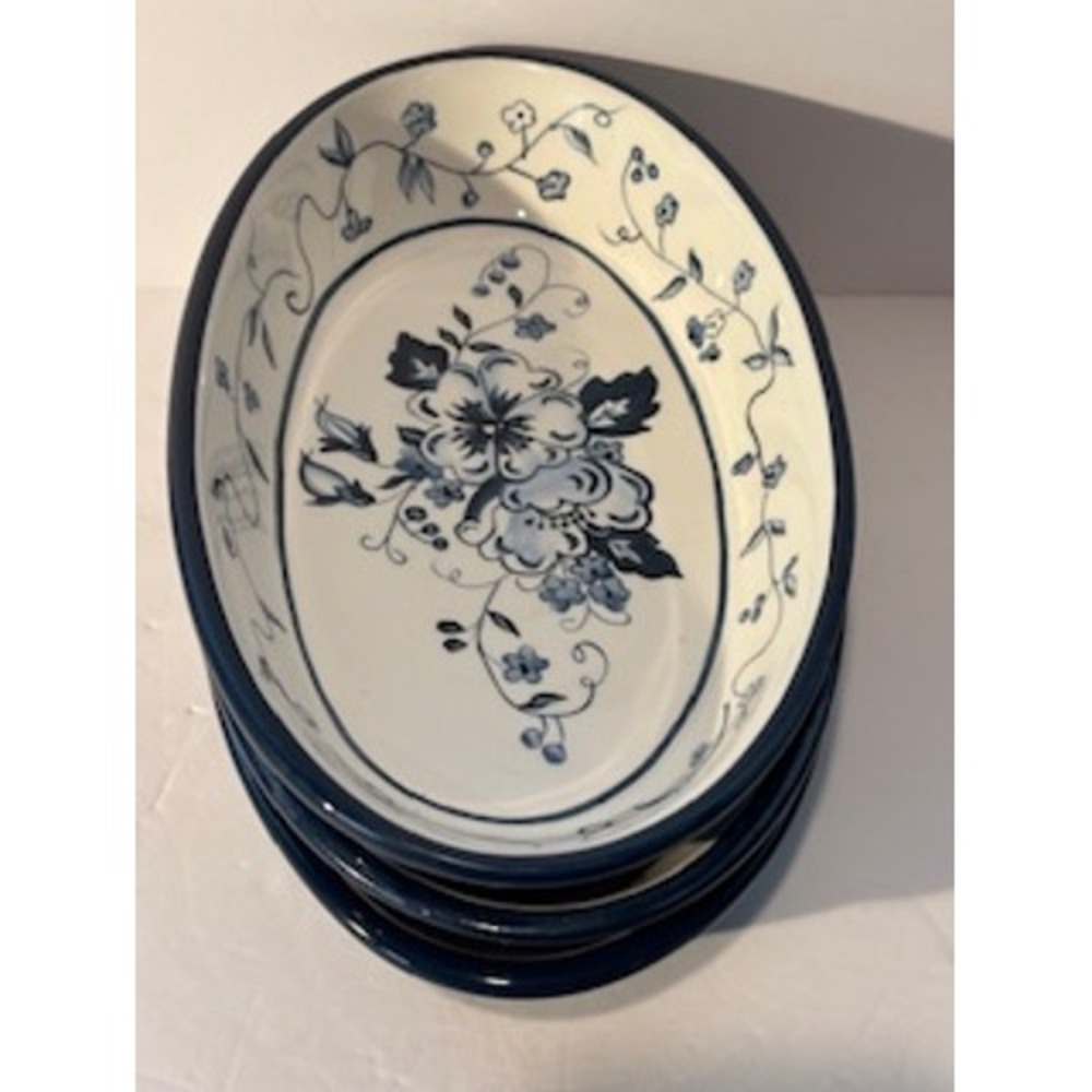 Lang Floral Blues Earthenware Oval Serving Dish Blue White - Picture 12 of 13